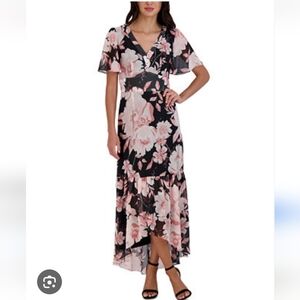 Julia Jordan Pink Maxi A-Line Skirt with High-Low Hem
